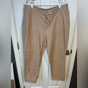 J.Crew tan linen pants with tie waist, Size XL NWT